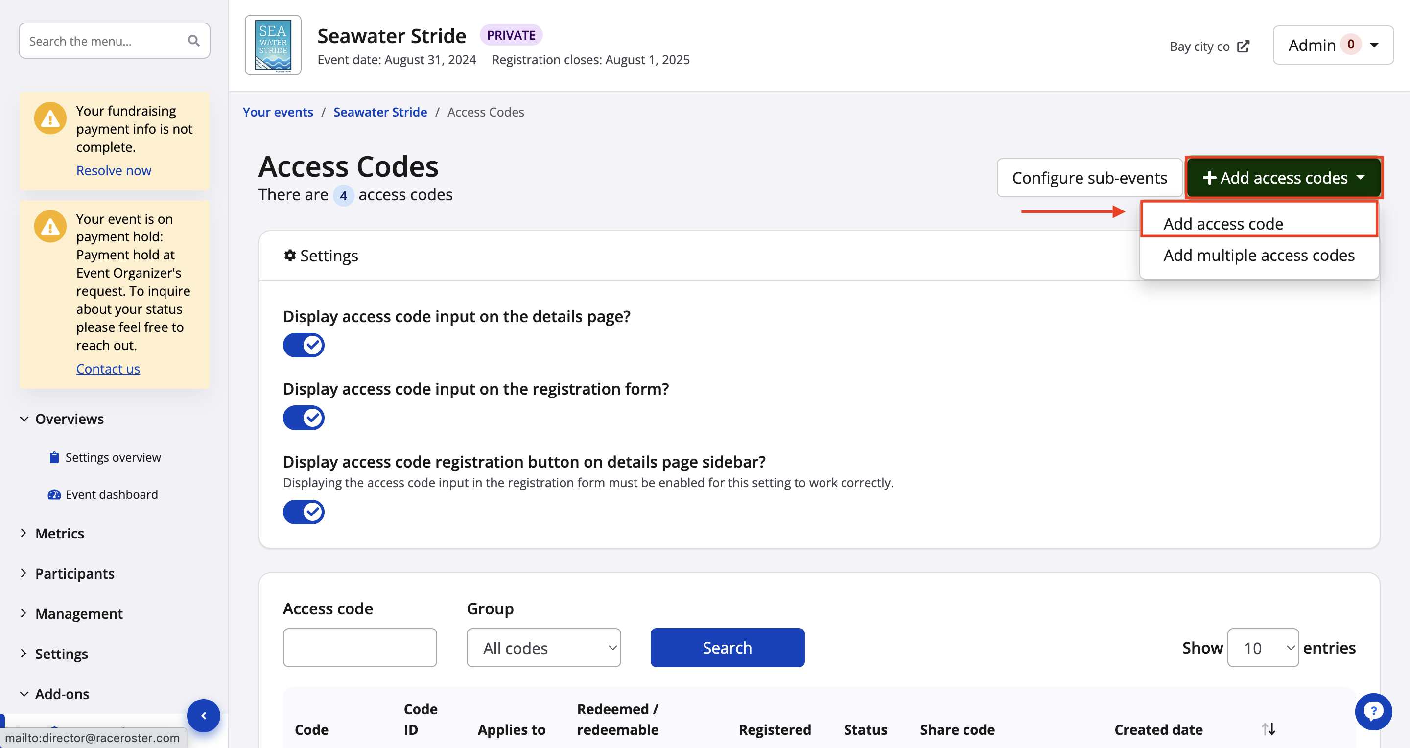 How Do I Create a Generic Access Code?